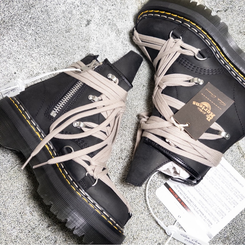 NIB Rick Owens x‎ Doc Martens 1460 Quad Sole Megalace Boot 'Black', DRKSHDW